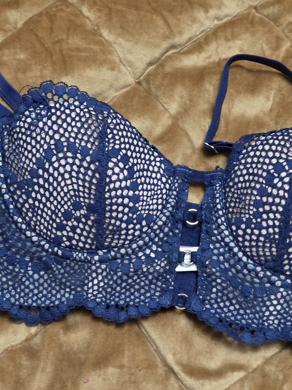 Adore Me Navy Blue Lace Balconette Bra